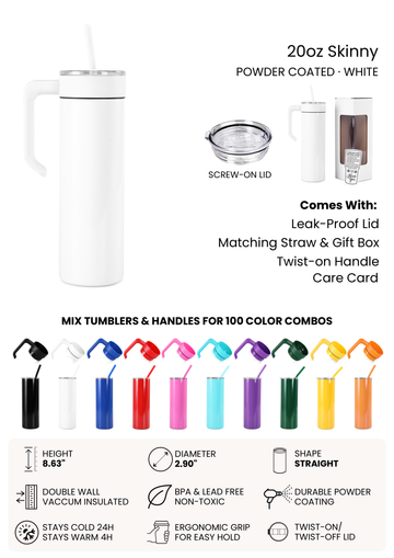 20oz Powder Coated Skinny Tumbler