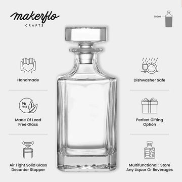 750ml Glass Whiskey Decanter - Square
