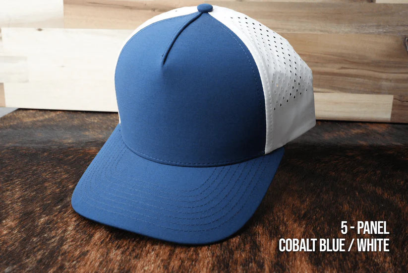 Durra Bull 5-Panel Snapback Hats - Cobalt Blue/White