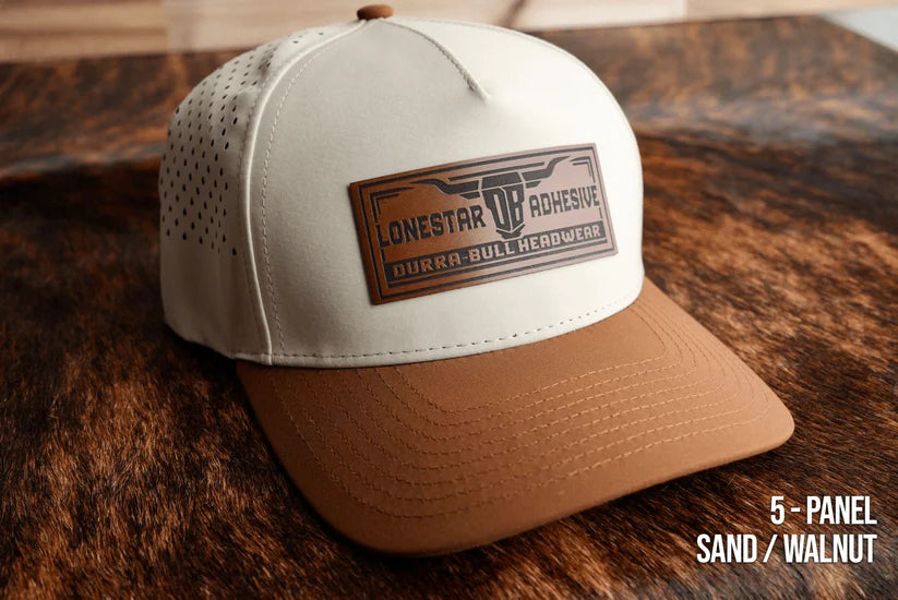 Durra Bull 5-Panel Snapback Hats - Sand/Walnut
