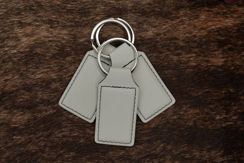 Custom Leatherette Keychain – Eggshell Gray