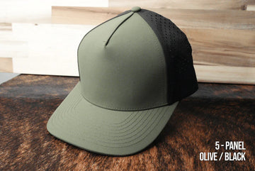 Durra Bull 5-Panel Snapback Hats - Olive/Black