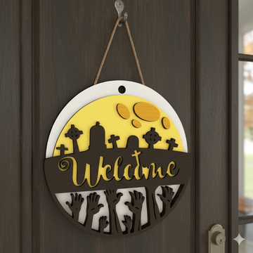 Halloween “Welcome” Graveyard Door Sign